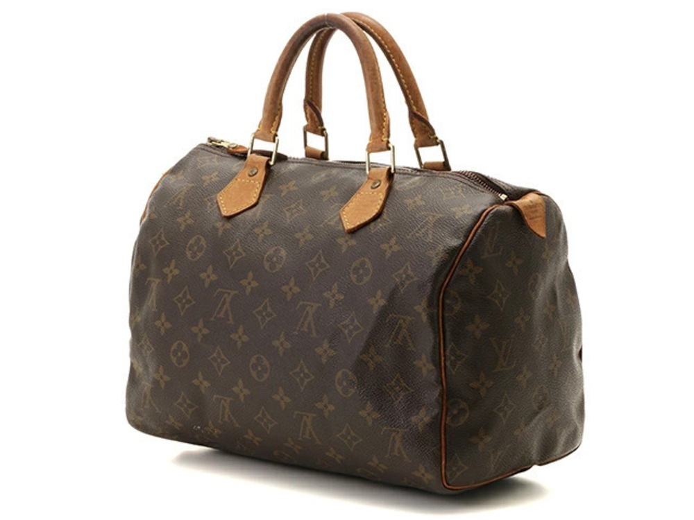 Louis Vuitton Brown Leather Speedy Monogram Brown